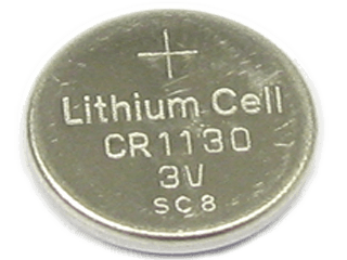 Litiumbatteriet CR1130 är på 3.0 Volt och har dimensionen 11.5 x 3.0 mm 