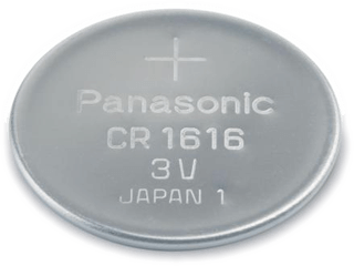 Litiumbatteriet CR1616 är på 3.0 Volt och har dimensionen 16 x 1.6 mm 