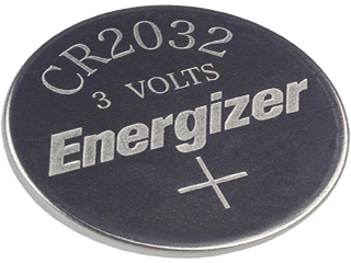 Litiumbatteriet CR2032 är på 3.0 Volt och har dimensionen 20 x 3.2 mm 
