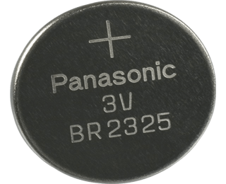 Litiumbatteriet CR2325 är på 3.0 Volt och har dimensionen 23 x 2.5 mm 