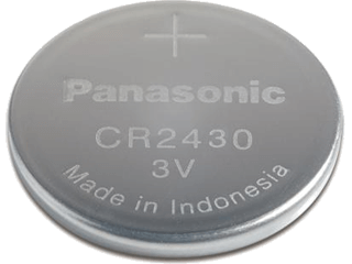 Litiumbatteriet CR2430 är på 3.0 Volt och har dimensionen 24.5 x 3.0 mm 