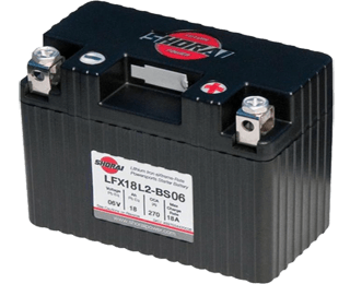 Litiumbatteriet Litium-18Ah-6V är på 6.4 Volt och har dimensionen 113 x 58 x 89 mm 