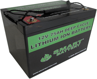 Litiumbatteriet Litium-75Ah-12V är på 12.8 Volt och har dimensionen 282 x 125 x 252 mm 